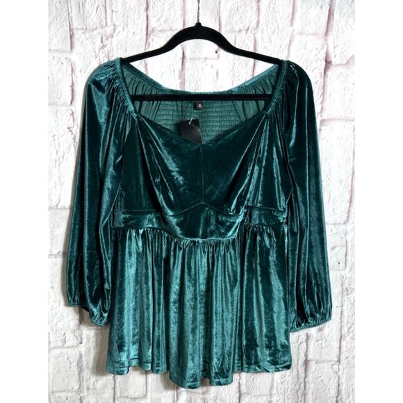 Torrid Plus Size L Velvet Corset Peplum Top Whimsygoth Fairy Witch Holiday Top - Picture 6 of 14